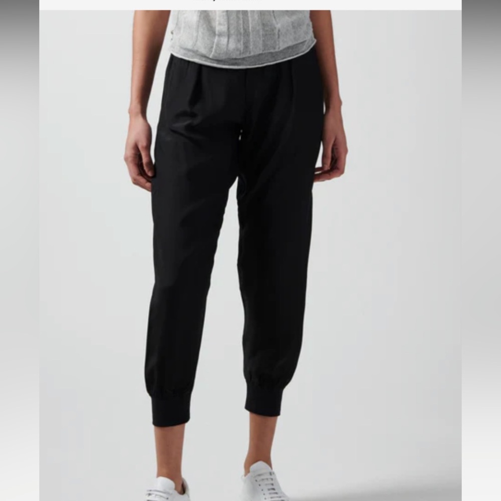 ATM Tailored Black Silk Elastic Waist Ribbing Pull On Pocketed Jogger Pant M